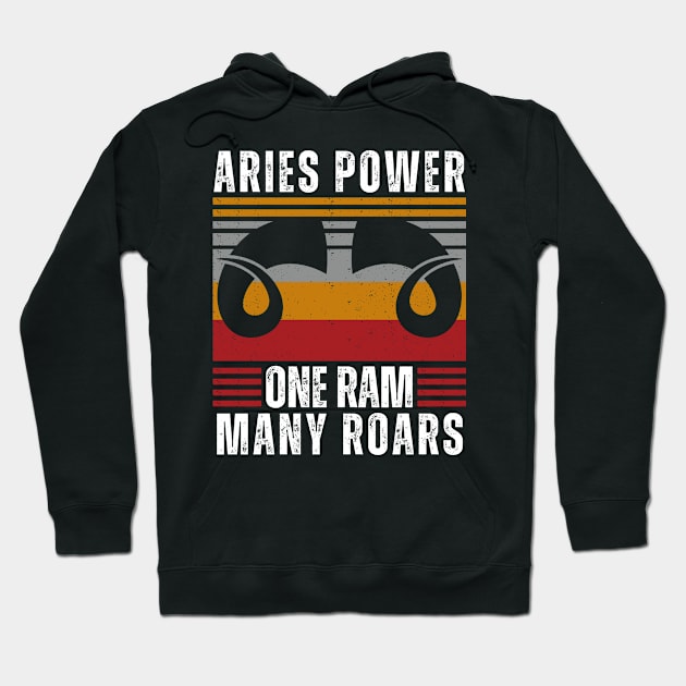 Funny Aries Zodiac Sign - Aries Power, One Ram, Many Roars - White Hoodie by LittleAna